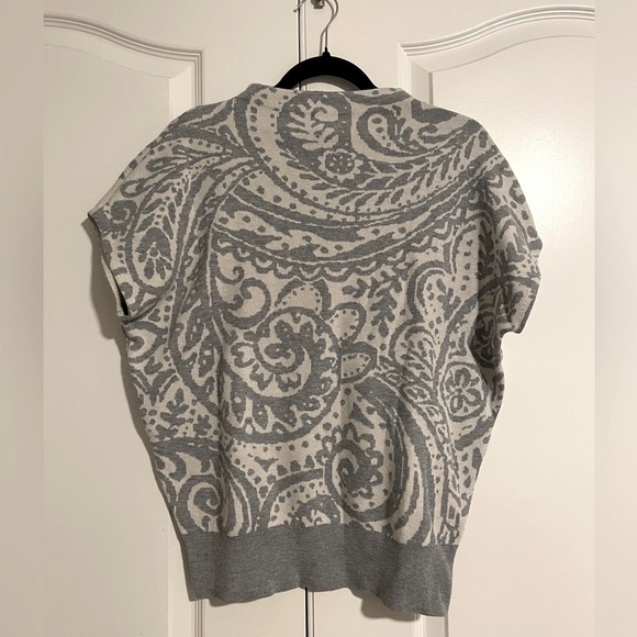 CYNTHIA ROWLEY Paisley Mock Neck Short Sleeve Sweater - Picture 3 of 4